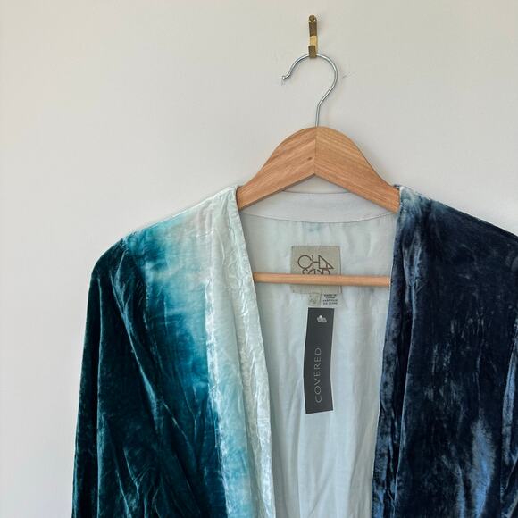 Chaser Silk Blend Lush Tie Dye Kimono Teal White S NWT - Picture 6 of 11